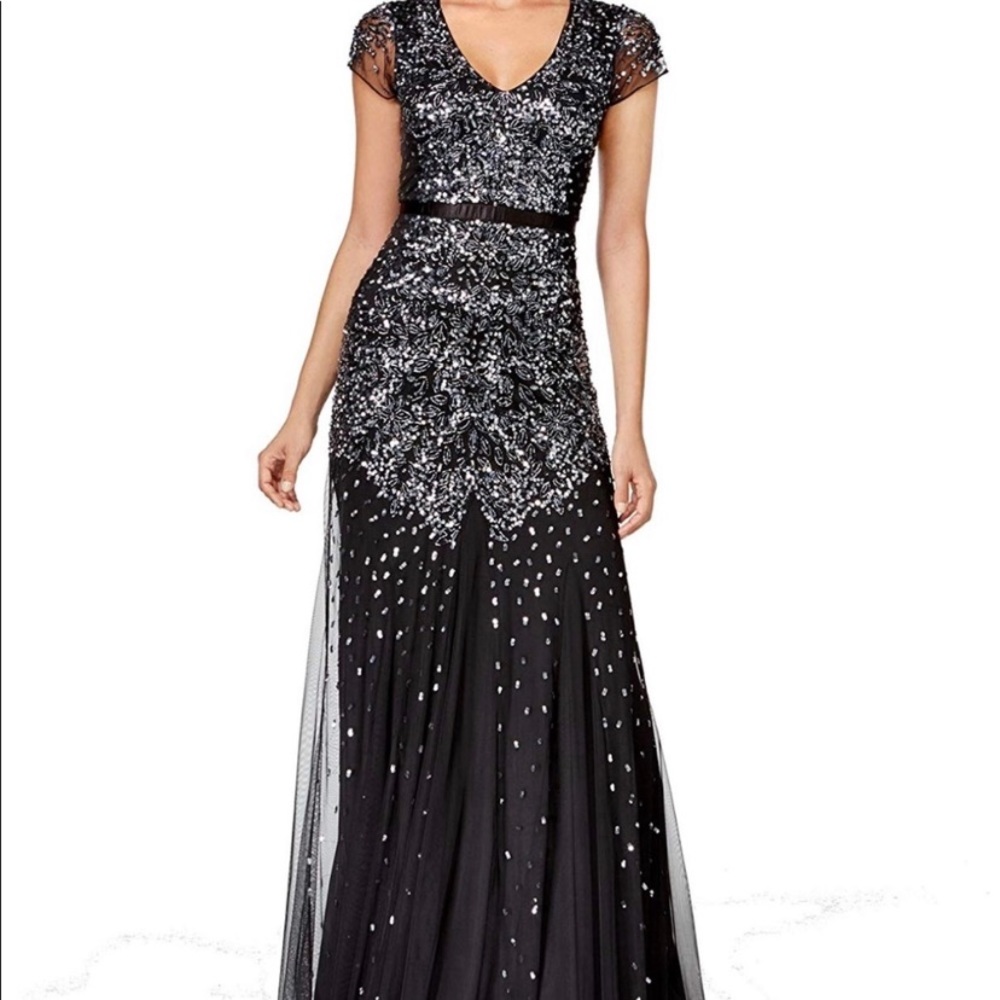 Adrianna Papell Plus size beaded cap sleeves gown - Picture 4 of 13